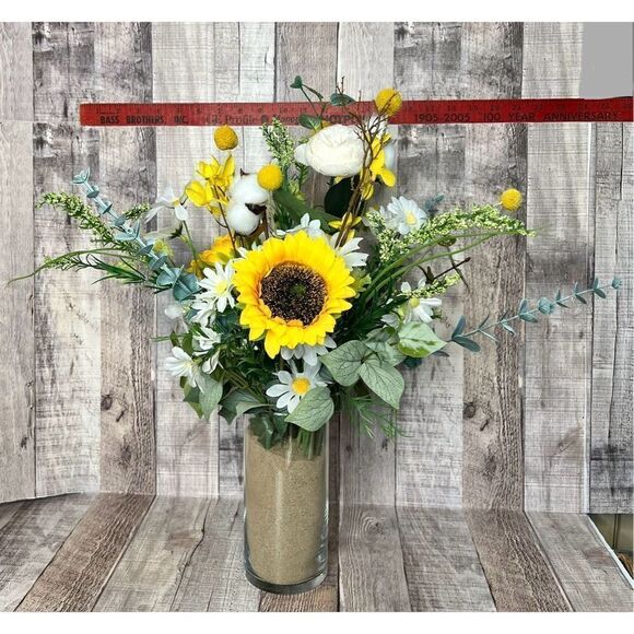 Sunflower Daisy Eucalyptus Floral Arrangement Baby Wedding Birthday Family Reuni - Picture 1 of 15